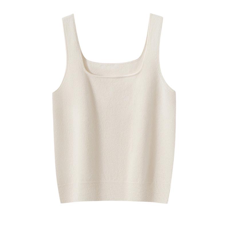 Women's 100% Pure Cashmere Round Neck Knit Camisole Vest