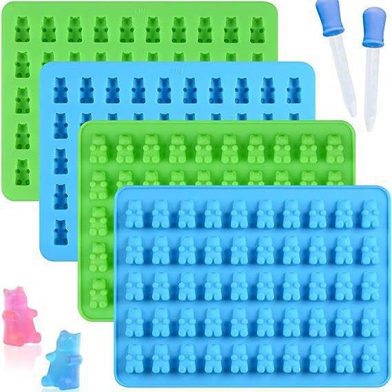 50-Piece Food Grade Silicone Gummy Bear Chocolate Molds - Cute Cartoon Design for DIY Baking