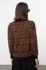 Women's Elegance Style Cardigan Black Soft Textured Leopard Pattern Knitwear Cardigan