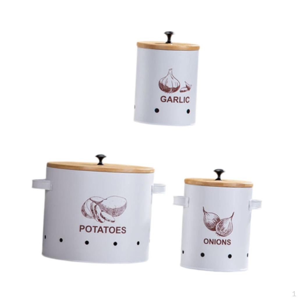 3 штуки Кухонные контейнеры для хранения чеснока, картофеля, лука, овощные банки с вентиляционными отверстиями