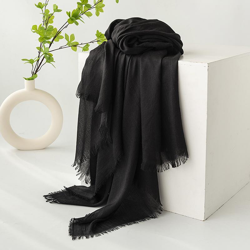 Spring and summer sunscreen scarf imitation cotton and linen solid color simple shawl women's high-end silk scarf yarn headscarf women's cross-border