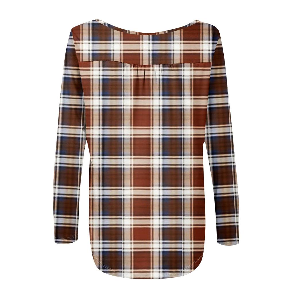 Женская туника с длинным рукавом, свободные топы, повседневные топы оверсайз, плиссированная туника, застегивающаяся на пуговицы, повседневные женские топы с принтом