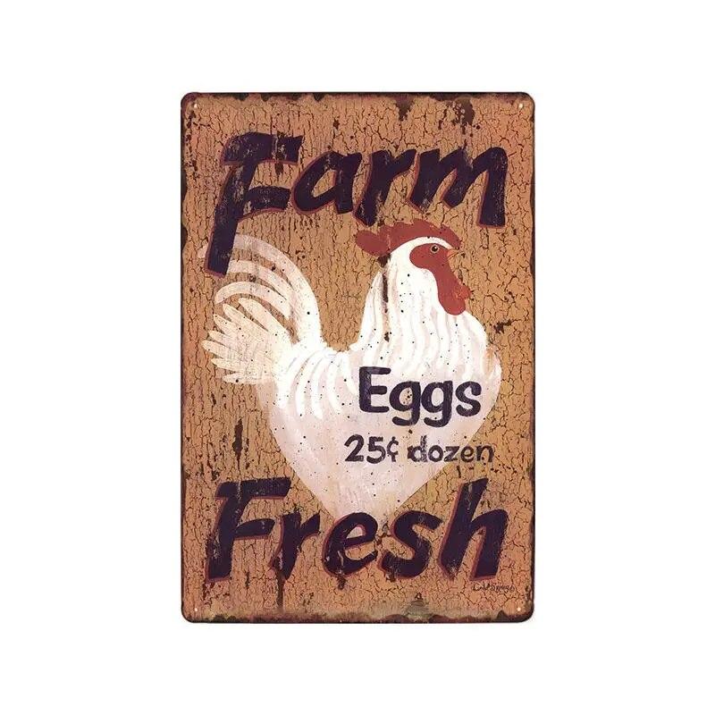 Chicken Plaque Sign Vintage Metal Tin Signs Wall Poster Decals Plate Painting Bar Farm Home Decor Wall Art 30*20 Cm