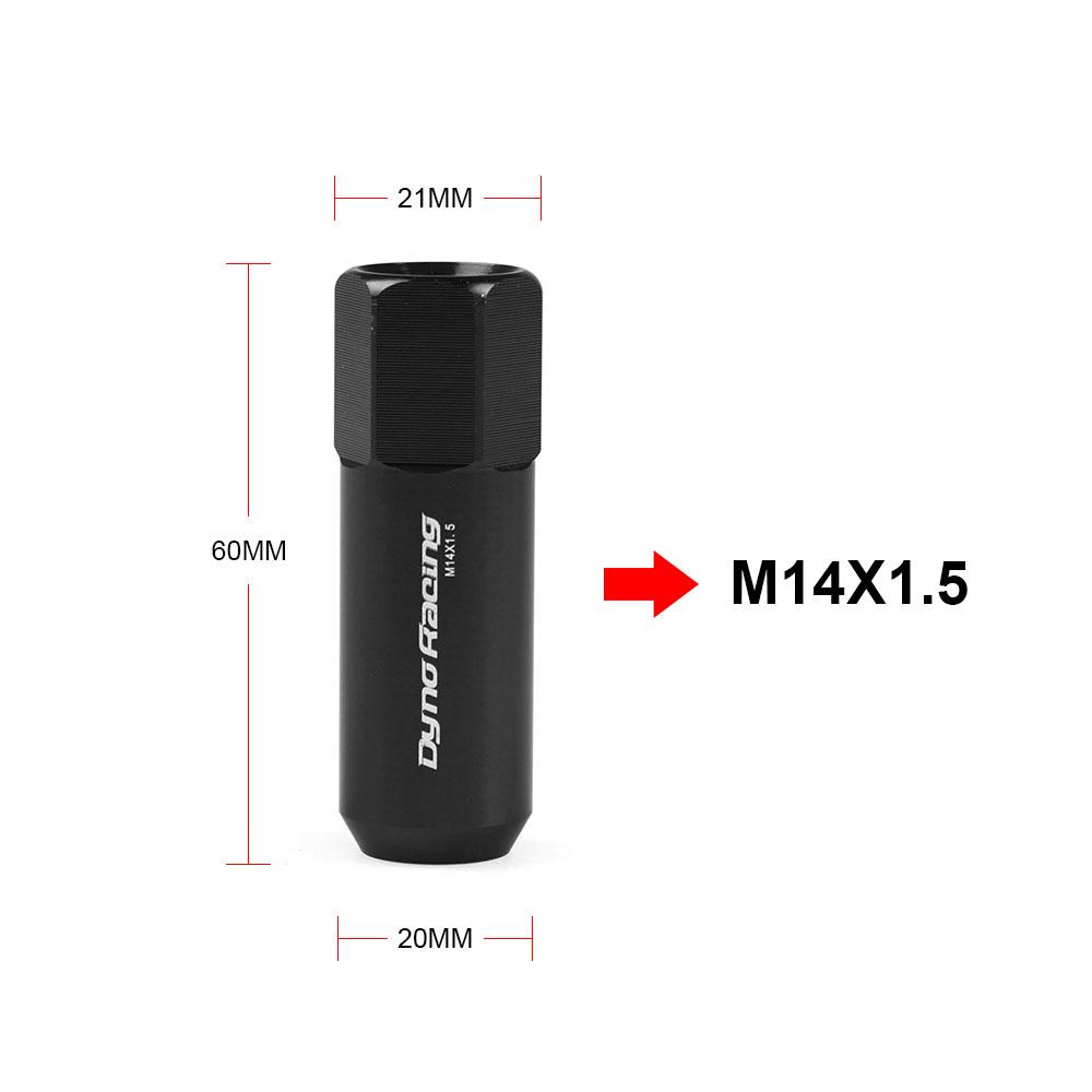 Колесные гайки Dynoracing 60 мм M14*1,5, новые 20 шт., колесные гайки с гоночными выступами, винт/алюминиевая гайка M14X1,5