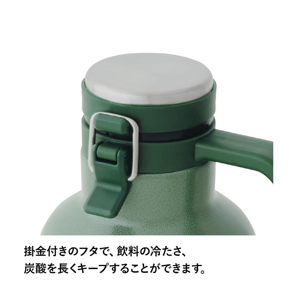 STANLEY Classic Vacuum with Ice Keeps Carbonated Drinks and Beer Ideal for Dishwasher Warranty Japanese Growler, 1.9L, Green, Container, Cold,