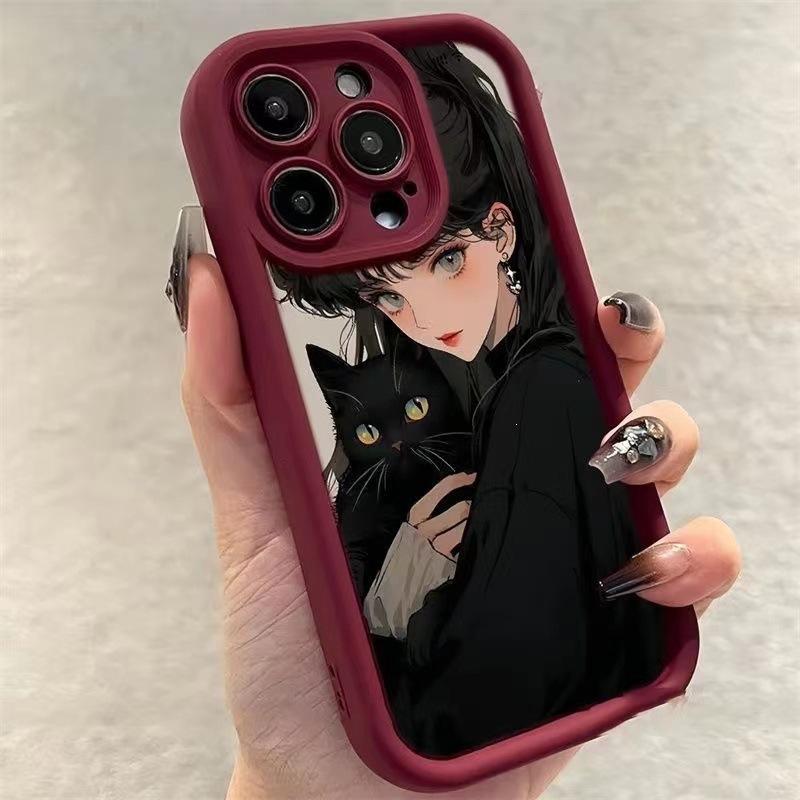 Ангел лестница черная кошка девушка для apple 15promax чехол для телефона iPhone14 девушка 13 темный