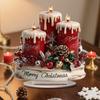 Christmas Tabletop Sign 2D Acrylic Desktop Sign with Candles Pine Cones Red Berries Pattern for Holiday Tiered Tray Home Party Decor