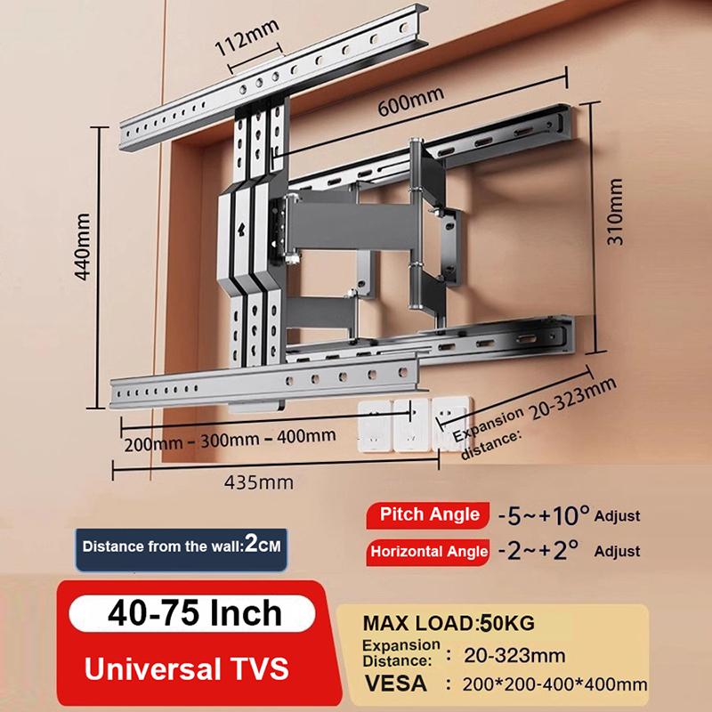TV Wall Mount for 32-90 Inch TV,TV Mount with Swivel and Tilt,Full Motion TV Bracket with Articulating Dual Arms VESA 800X600 Mm