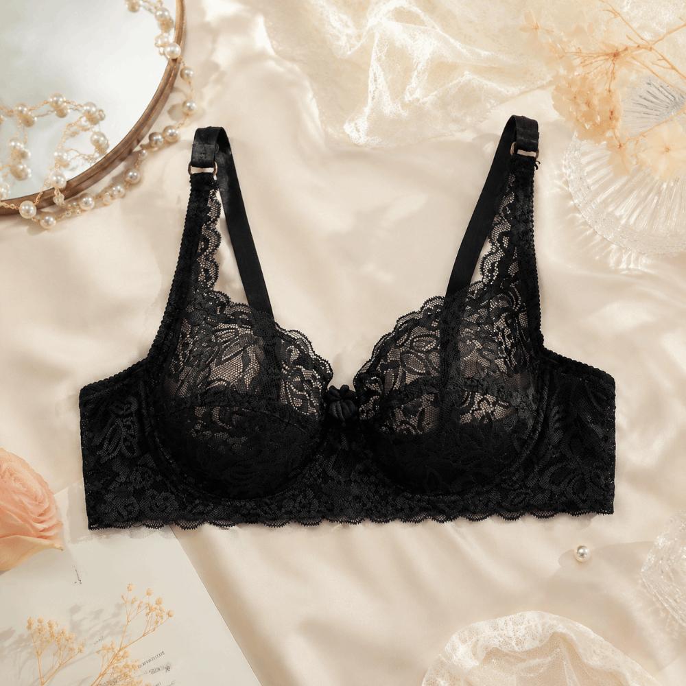 Mesh Transparent Lace Bra Hollow Out Lace Underwear Seamless Push Up Bra Daily Wear