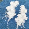 Hengxing Polyester Lace Embroidery Lace Crystal Bead Decoration Pair Flower Clothing Accessories Decal Patch