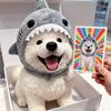 Funny Adjustable Cat Shark Headdress Warm Cartoon Pet Cosplay Headwear Soft Cute Pet Costume Cosplay Party