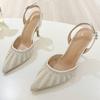 New Crystal Women Pumps Street Style Ankle Buckle High Heels Pointed Toe Shoes Sexy Banquet Party Sandals