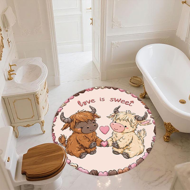 Cartoon Cow pattern round rug,Carpet Rug for Living Room Bedroom Playroom ,Non-slip Floor Mat,Holiday Gifts and Birthday Gifts.