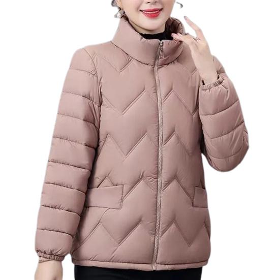 Пальто с хлопковой подкладкой, воротником-стойкой, длинными рукавами, застежкой-молнией, теплая зимняя куртка с карманами, однотонная утолщенная стеганая верхняя одежда