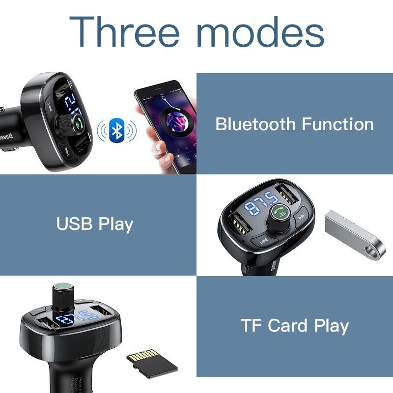 Bluetooth FM-передатчик Автомобильный комплект громкой связи 3.4A Dual USB MP3 Аудиоплеер Автомобильное зарядное устройство FM-модулятор