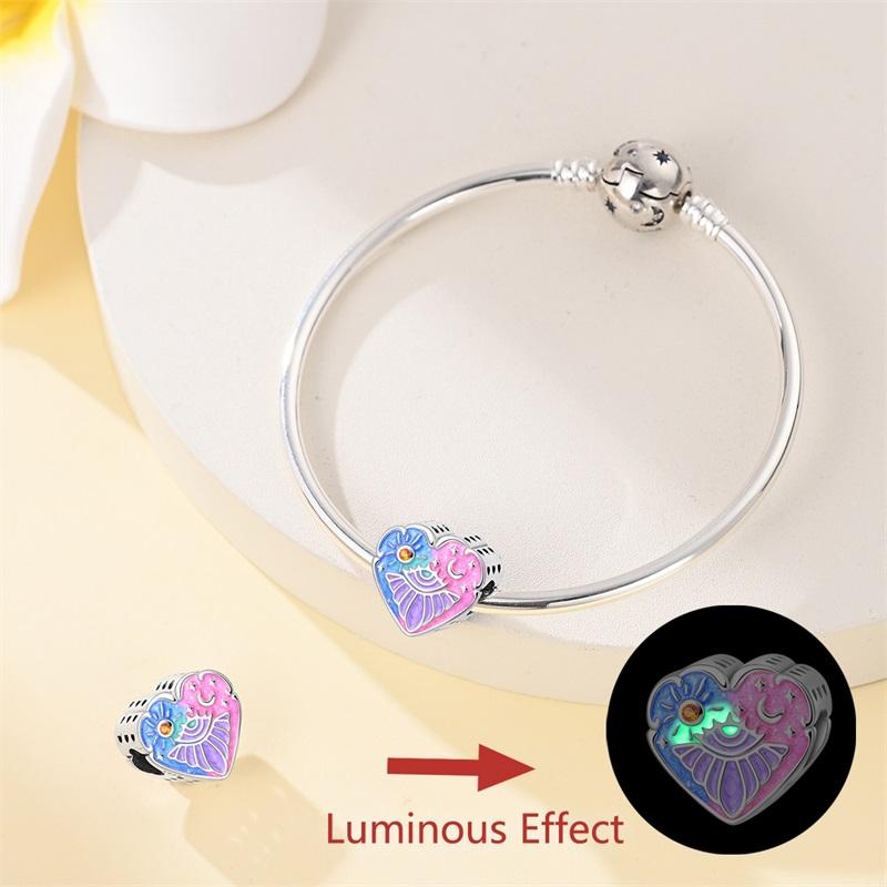 Copper Luminous Fairy Tales Dreamy Mushroom Forest Charms Beads Pendant For Original Bracelet Woman Girl Jewelry