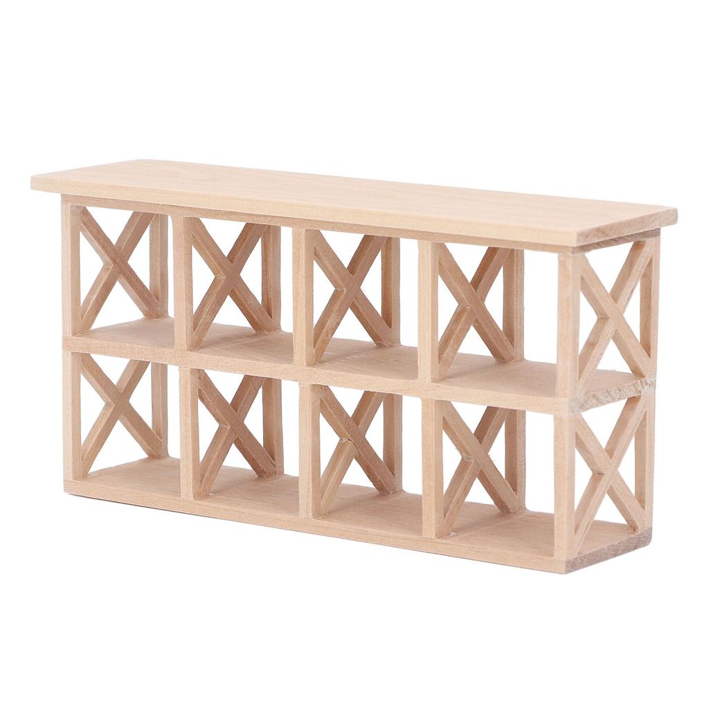 1: 12 Scale Dollhouse Wood Storage Rack Dollhouse Miniature Display Bookshelf for Dining Room