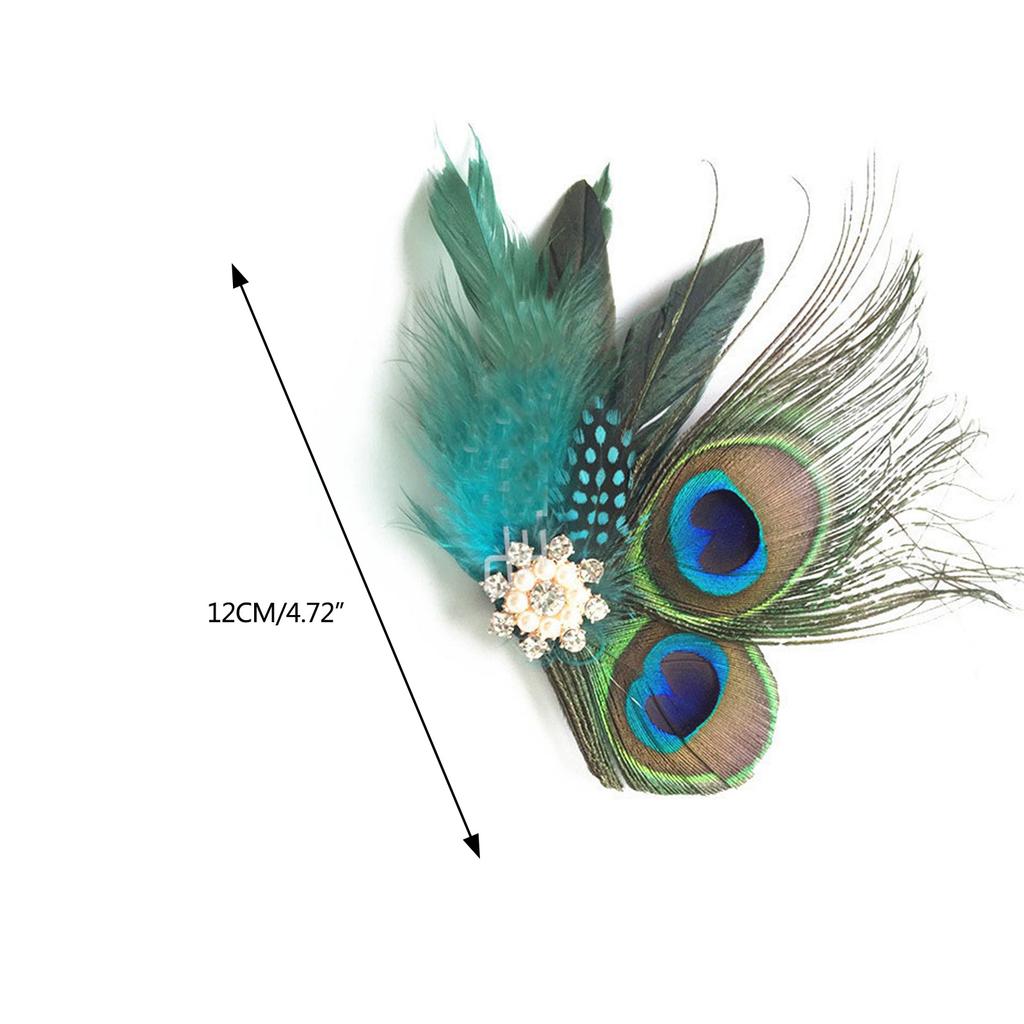 Tea Party Fascinator Hair Clip for Party Wedding Women Peacock Feather Fascinator Hair Pin Ethnic Style Church Headdress