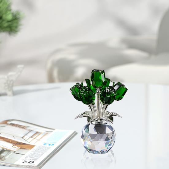Искусственный хрустальный цветок розы Орнамент Ручной работы Букет Фигурка Мини Цветочная ваза Украшение Жена Подруга Женщины