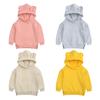Детская толстовка с капюшоном для детей до 4 лет, однотонный свитшот на весну и осень, милый дизайн с медвежьими ушками