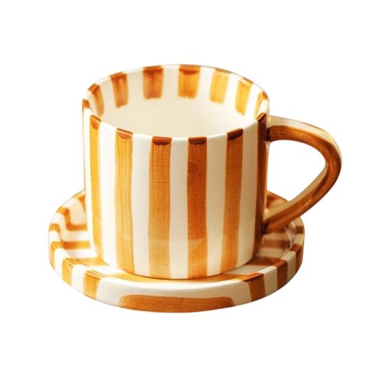 Винтажный керамический набор кофейной кружки и блюдца с ручкой, подходит для микроволновой печи и посудомоечной машины, чашки для эспрессо, подарок на свадьбу, годовщину, девичник