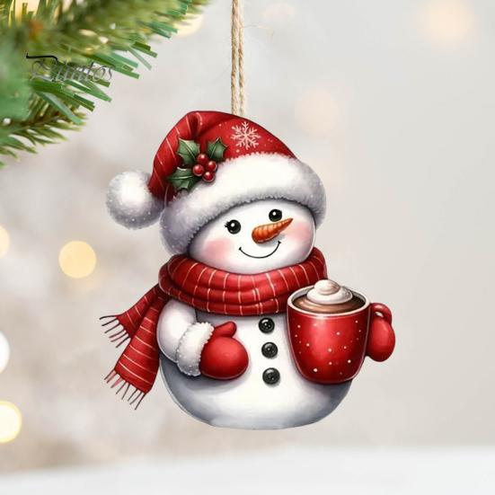 Подвеска в виде оленя Санта-Клауса, праздничная рождественская елка, подвесное украшение, акриловое мультяшное украшение в виде Санты для брелоков, сумок на окна