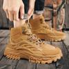 Мода 2024 года, новые осенне-зимние высокие мужские ботинки на толстой подошве, повседневные ковбойские сапоги для работы на открытом воздухе, модная мужская обувь на платформе в стиле ретро