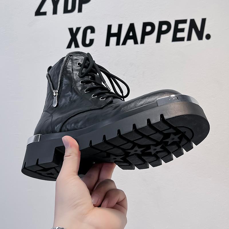 2024 осень-зима мужские ботинки Martin на платформе с высоким берцем и боковой молнией, модная обувь 70065-A