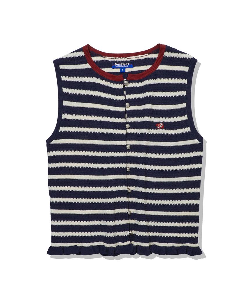 PENFIELD Женский вязаный топ без рукавов с воланами, темно-синий_Fs2Ne63F