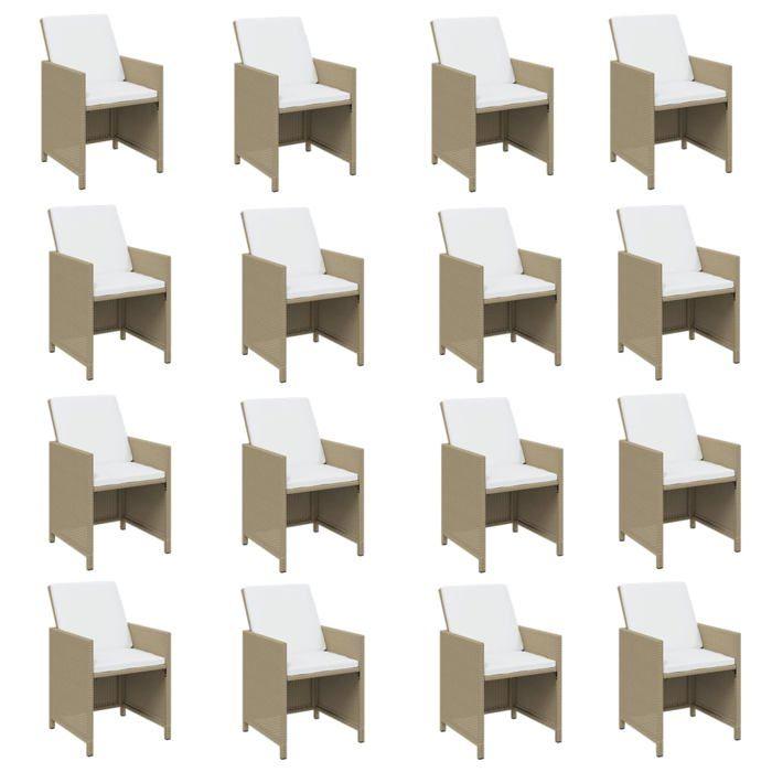 Maison Exclusive - Ensemble à manger de jardin coussins 17pcs Résine tressée Beige