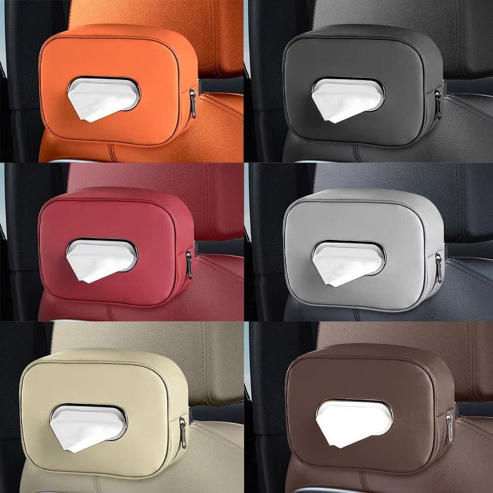 Zipper Car Tissue Box Multifunctional Car Seat Back Organizer Backseat Tissue Case Armrest