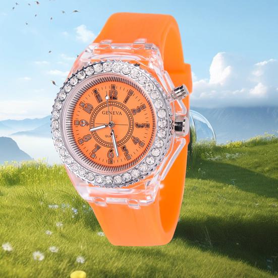 Yousheng Stylish LED Fluorescent Couple Watch Accurate Time Clear Reading Luminous Display Comfortable To Wear Watch