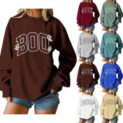 Женские топы с круглым вырезом и принтом из хлопка, повседневная мода, длинный рукав, пуловер, топ, блузка