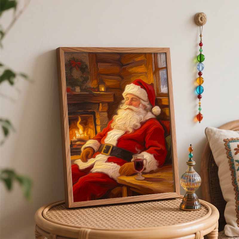 Christmas Sleeping Santa Fireplace Digital Oil Painting Art Kit Hand Painting Home Decoration Painting