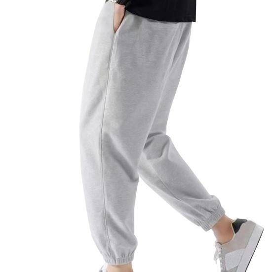 Мужские брюки с завязками и эластичной резинкой на талии, однотонные тонкие свободные спортивные брюки с ремешками на щиколотке, повседневные брюки-шаровары для повседневной носки