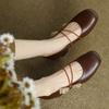 2024 Осенние ретро-туфли Мэри Джейн с завязками-бабочками, женские туфли на толстом каблуке с круглым носком, повседневные элегантные туфли-лоферы с неглубокой подошвой для женщин