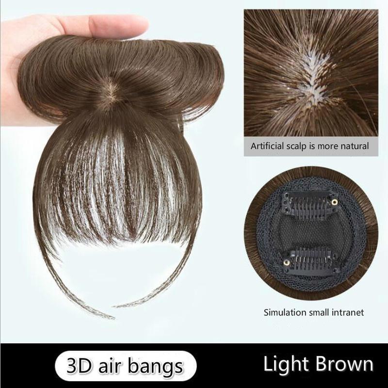 3D Французская челка Парик Женский Невидимый Для Коррекции Лица Накладная Челка Натуральный и Бесшовный Головной Парик Круглое Лицо