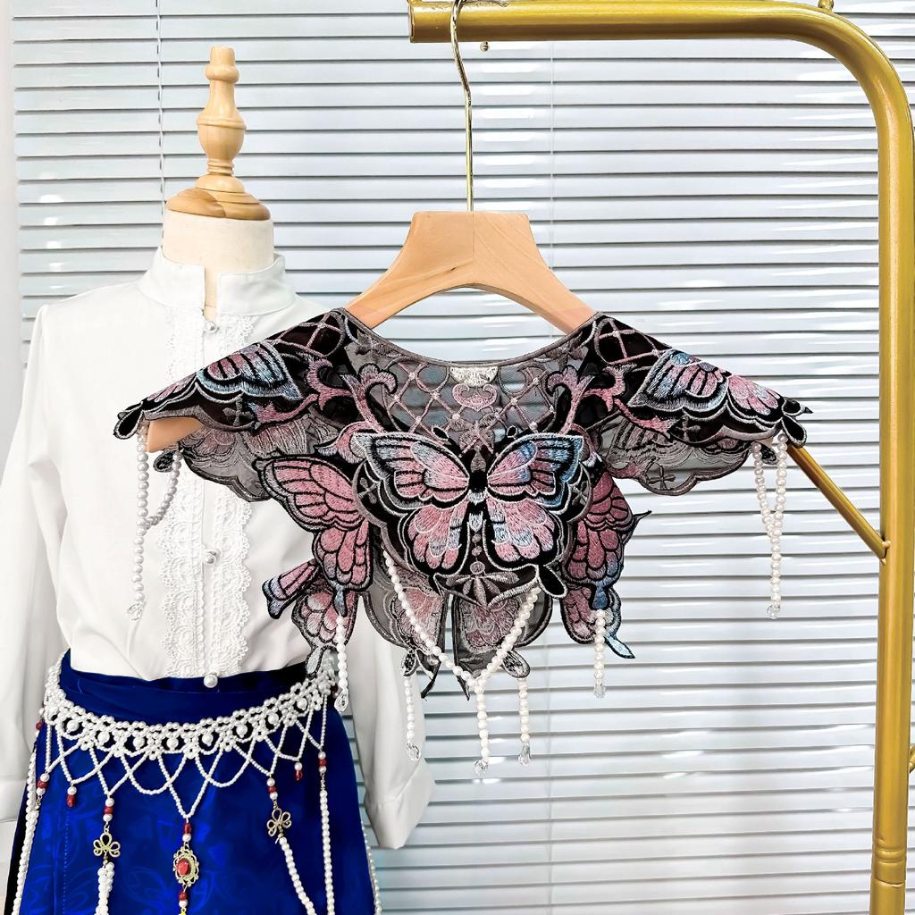 Purple Butterfly Embroidery Hanfu Collar Adult Cloud Shoulder Autumn and Winter New Chinese Style Matching Horse Face Skirt Top