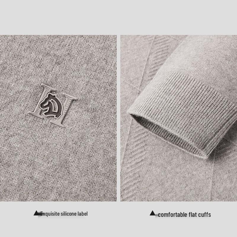 HLA Men's 100% Wool Jacquard Crew Neck Sweater