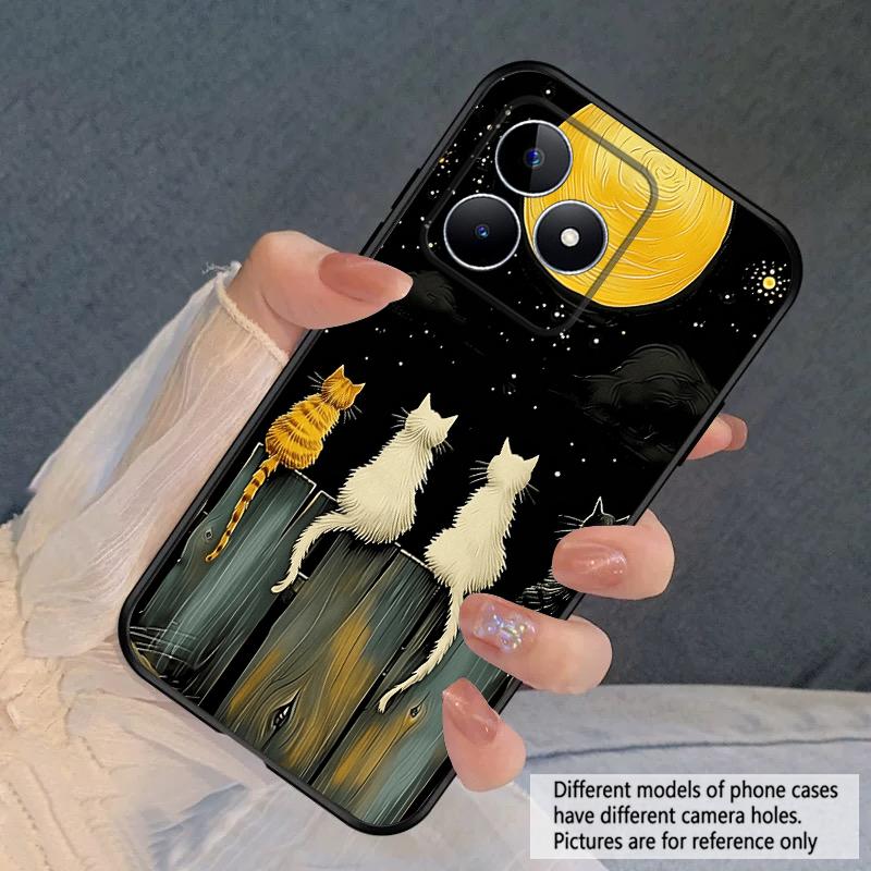 Фоновый Кот Для Oppo Realme 11 12 12X 14 Pro Plus 8 C55 C63 65 67 75 51 53 GT 2 7 Neo 3 5 SE 7 50 силиконовый мягкий чехол для телефона