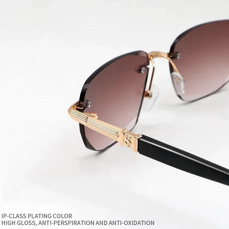 High-definition Tea Lens Reading Eyewear Frameless Diamond Cutting Edge Glasses Anti Blue Light Presbyopia Glasses for Elderly