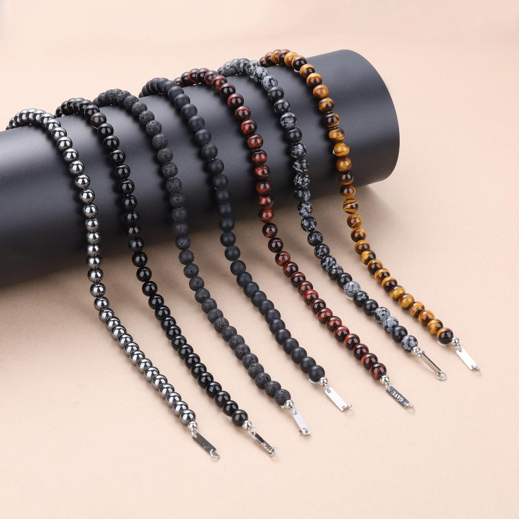 Ожерелье Fleur de Lis со снежинкой и обсидианом [GAVU] Мужское