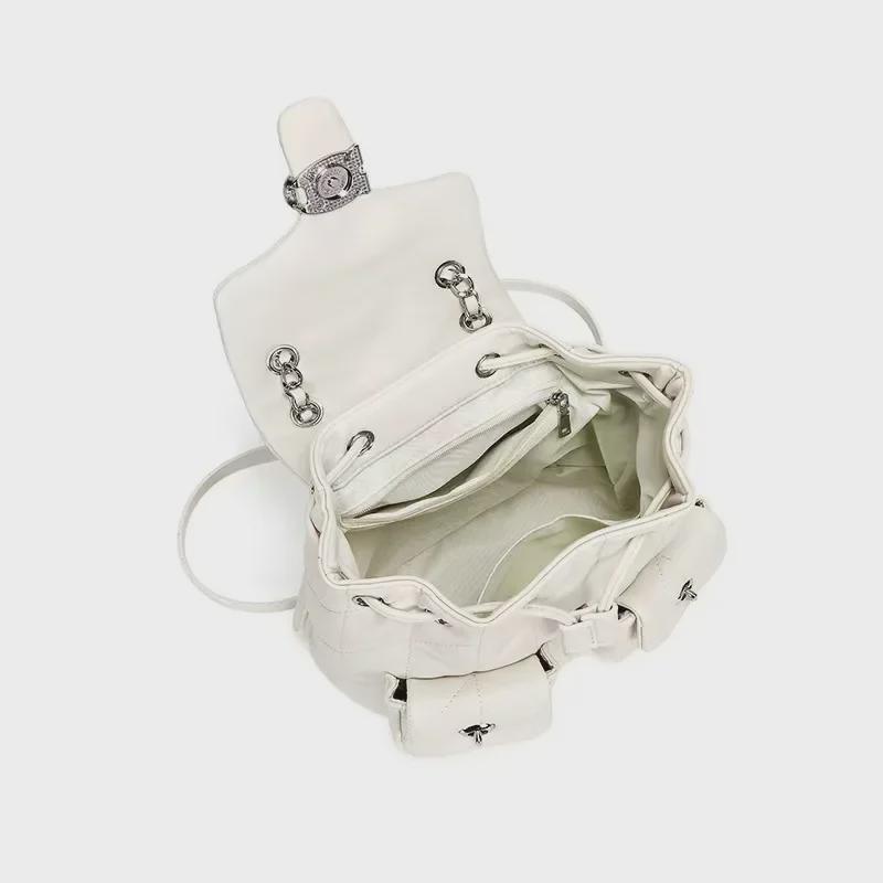 2024 Модный женский многофункциональный кожаный дорожный рюкзак большой вместимости с цепочкой