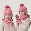 Warm Ears Toddler Knitted Hats Solid Color Kids Hat Set Casual Baby Hat Scarf Gloves Set Boys