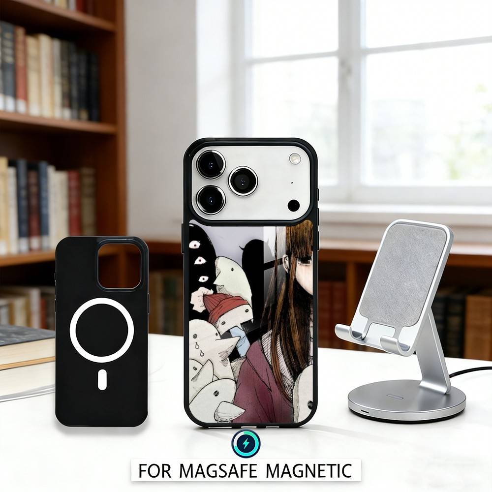 G-Goodnight O-Oyasumi P-Punpun Phone Case Magnetic For iPhone17 16 15 14 13 12 Pro Max For Magsafe Wireless Charging Cover