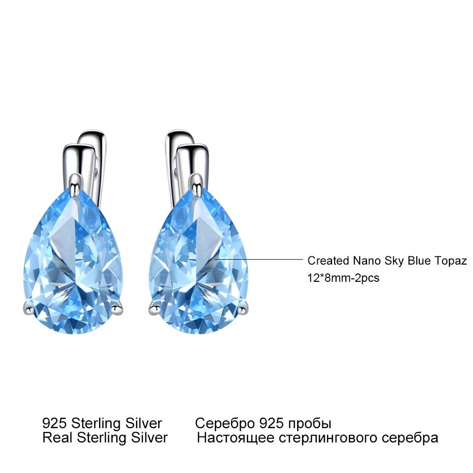 12*8 Mm Sky Blue Topaz Green Emerald 925 Silver Hypoallergenic Water Drop Earrings