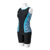 Gym Separates Soft and Elastic Women's Swimsuit, (Zippered), Lightweight, Sewn-in Cups, Hem, N2JGA845, Black/Turquoise