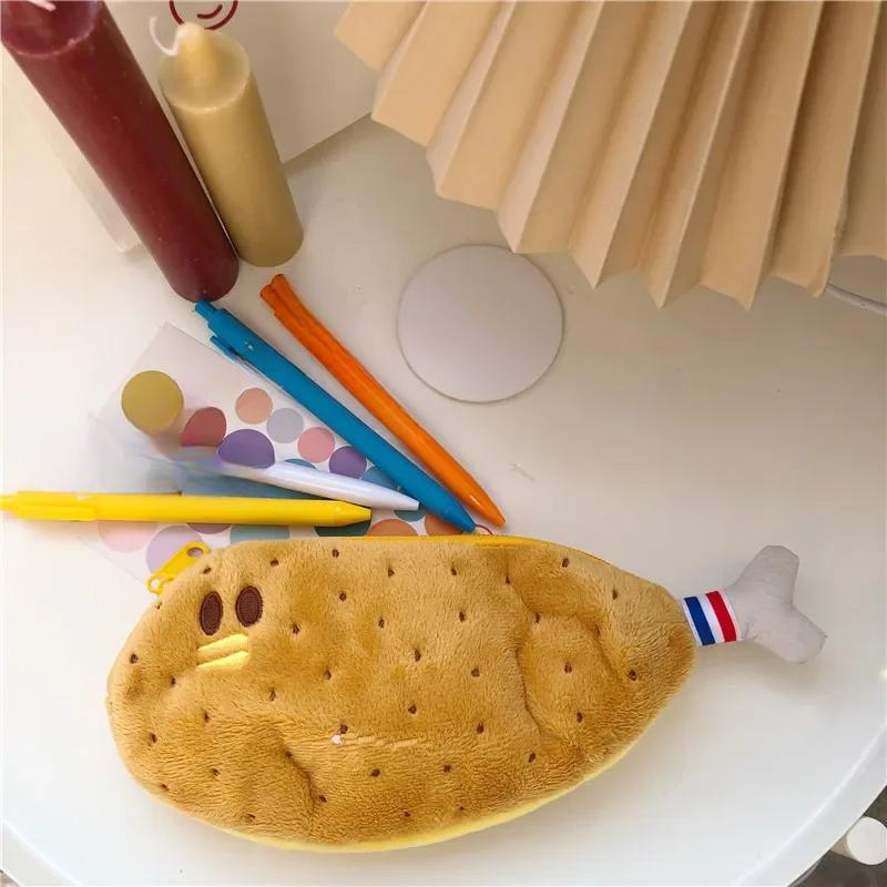 Креативные мультяшные сумки для карандашей с курицей, кавайные сумки для карандашей с банановой курицей, бархатные сумки для карандашей, детский держатель для канцелярских принадлежностей