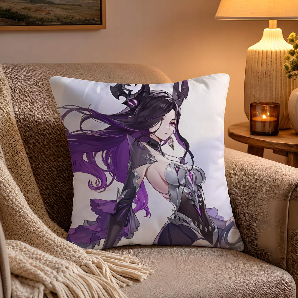 Anime Game DDuet NNight AAbyss Pillow Case Soft Plush Cushion Cover Double Print and Invisible Zipper for Sofa Home Car Use
