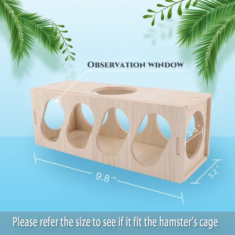 Natural Hamster Wooden Tunnel Exploring Hideout Small Animals Toy Secret Peep Shed Sugar Gliders